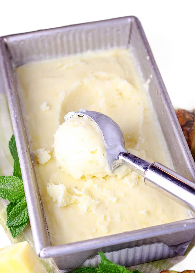 Homemade Pineapple Coconut Ice Cream
